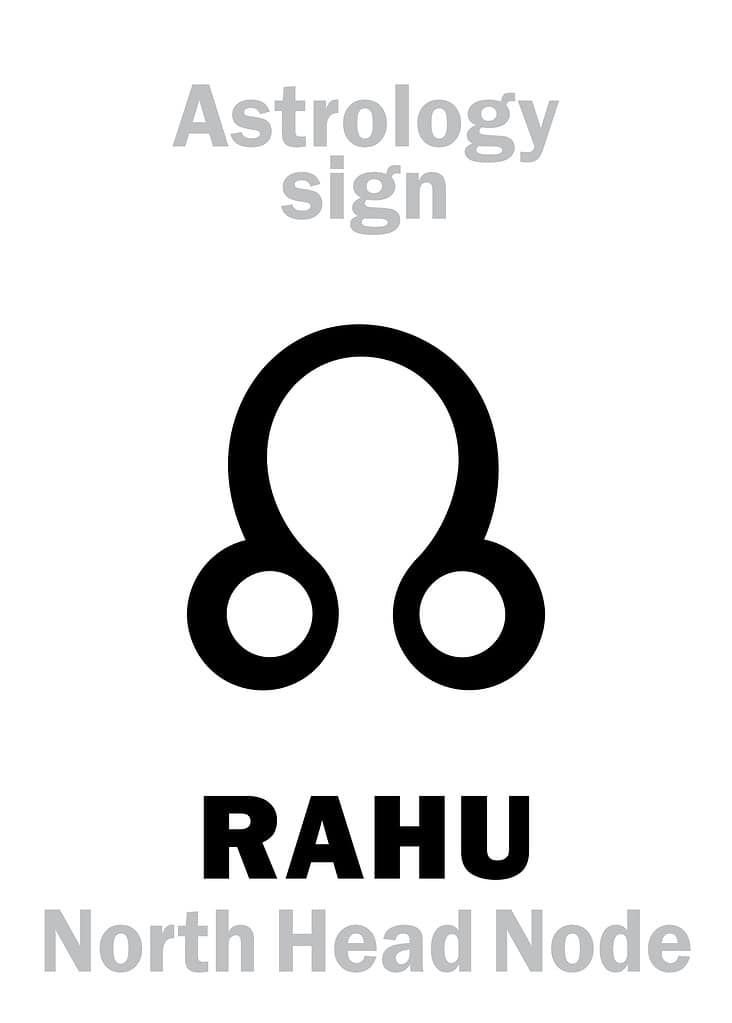Astrology Alphabet: RAHU (Caput Draconis), Lunar Ascending North Head Node. Hieroglyphics character sign (single symbol).
