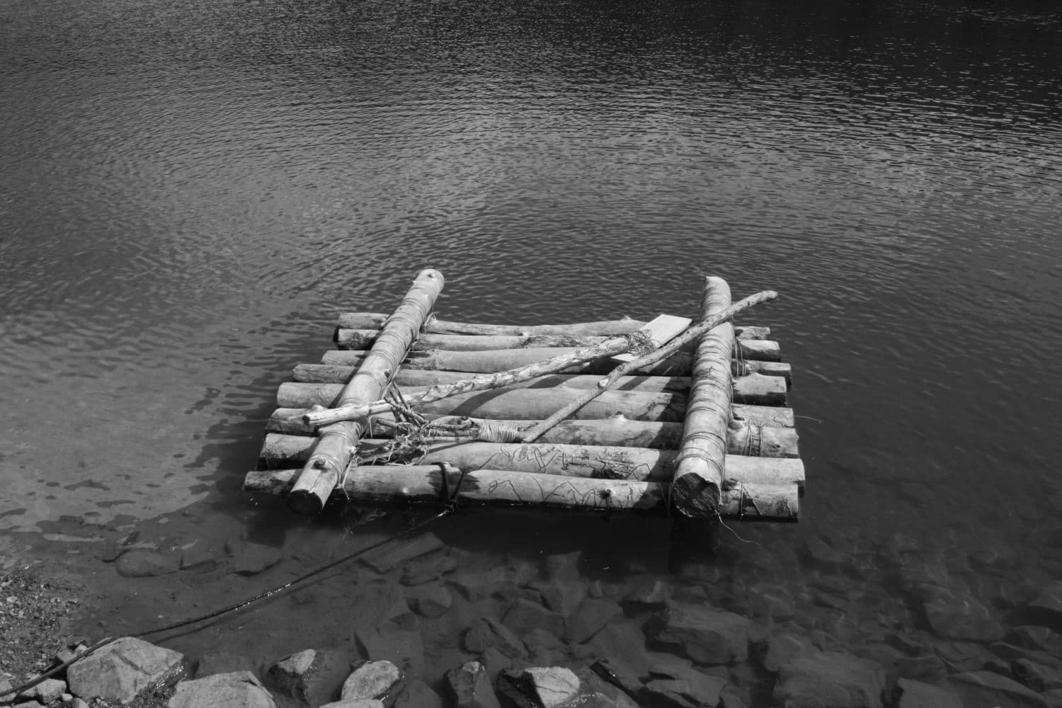 Homemade wooden raft