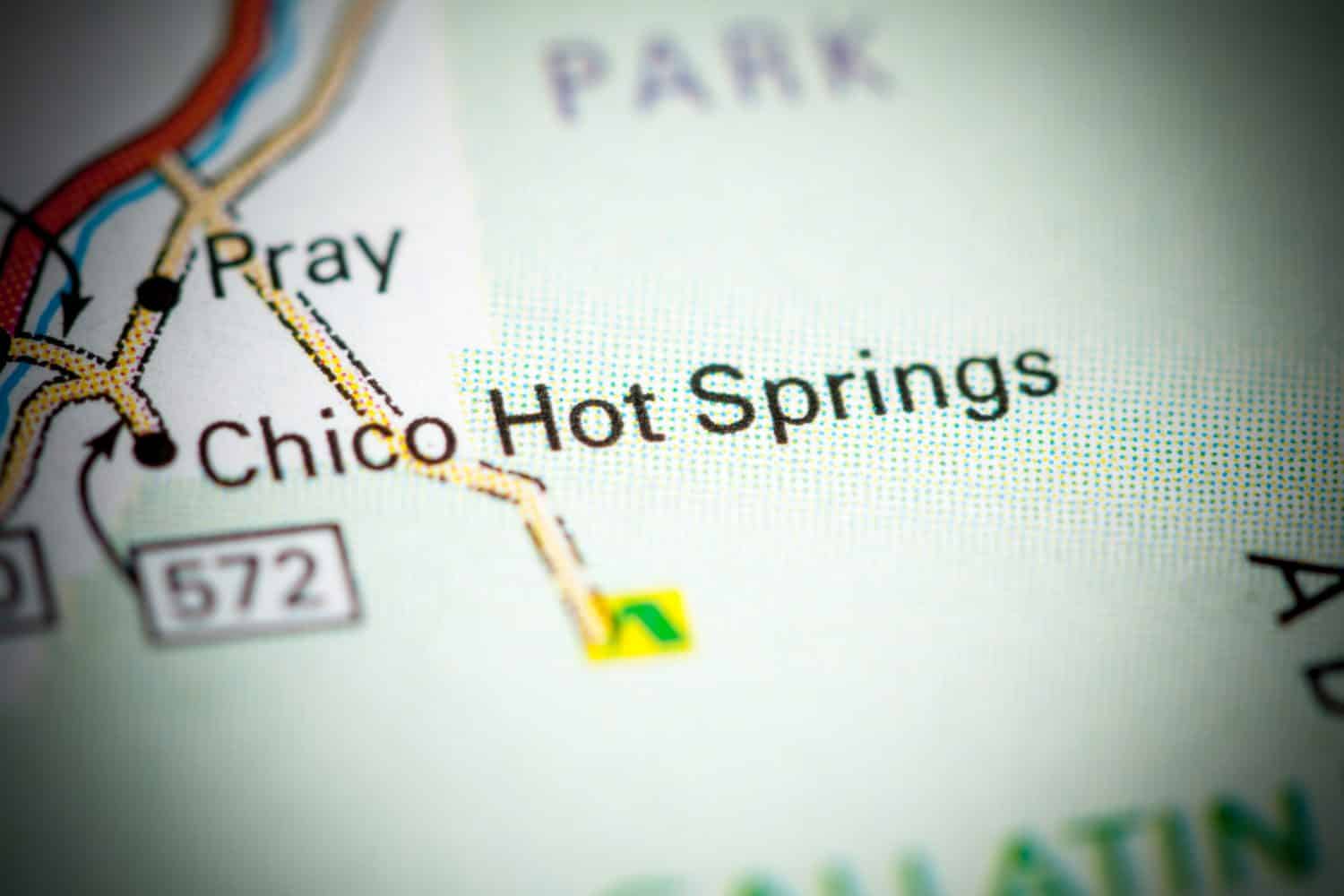Chico Hot Springs. Montana on a map.