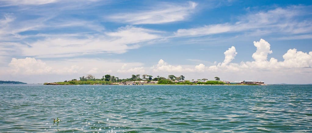 Lake Victoria, as seen from a moving boat, Uganda