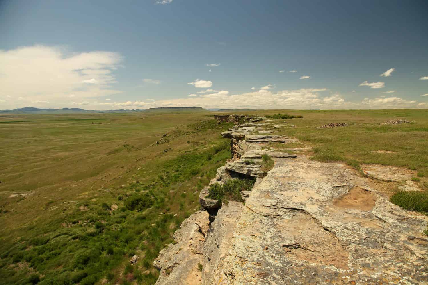The buffalo jump hill at First Peoples Buffalo Jump State Park in Montana