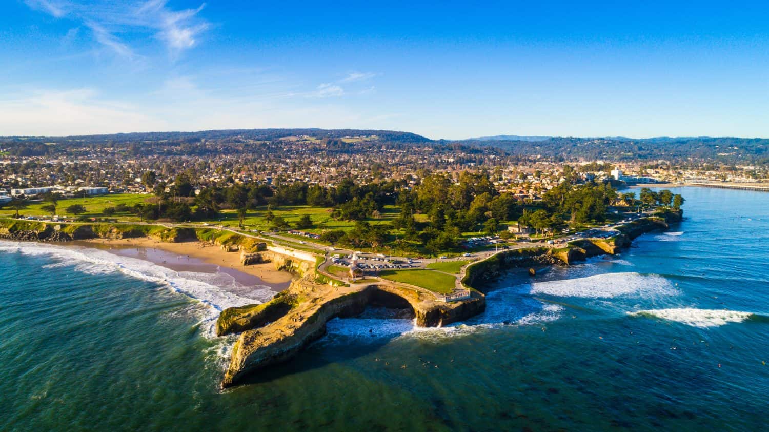 Santa Cruz Lighthouse Surf Spot Aerial View