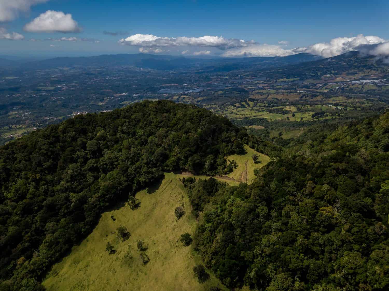 Beautiful aerial view of the Barva Volcano in Costa Rica