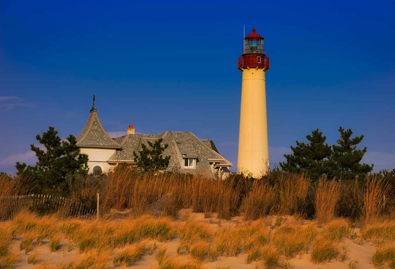 Evening light on the Cape May Point Lighthouse, Cape May, New Jersey