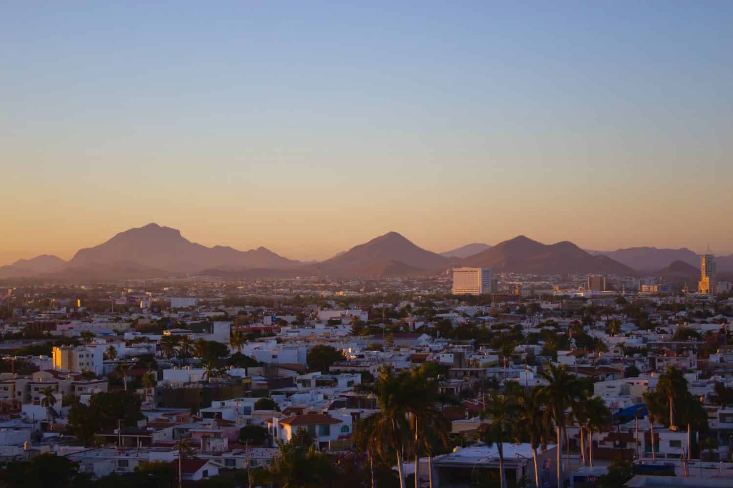 Landscape of a city of Mexico (culiacan) with view of the mountains.