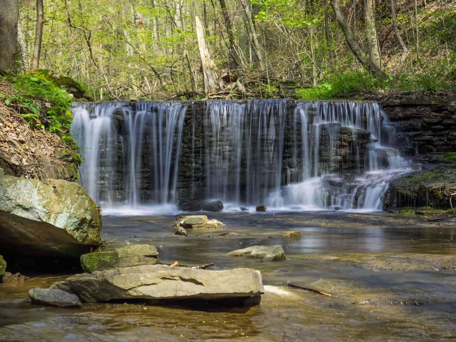 Buttermilk Falls upper falls and stream Indiana County Parks and Trails Pennsylvania