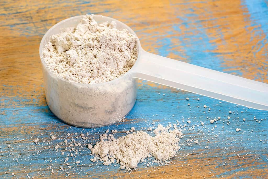 food grade diatomaceous earth supplement - scoop of powder
