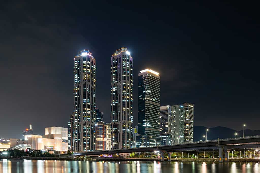 Nightscape and Building in Haeundae, Busan, South Korea.