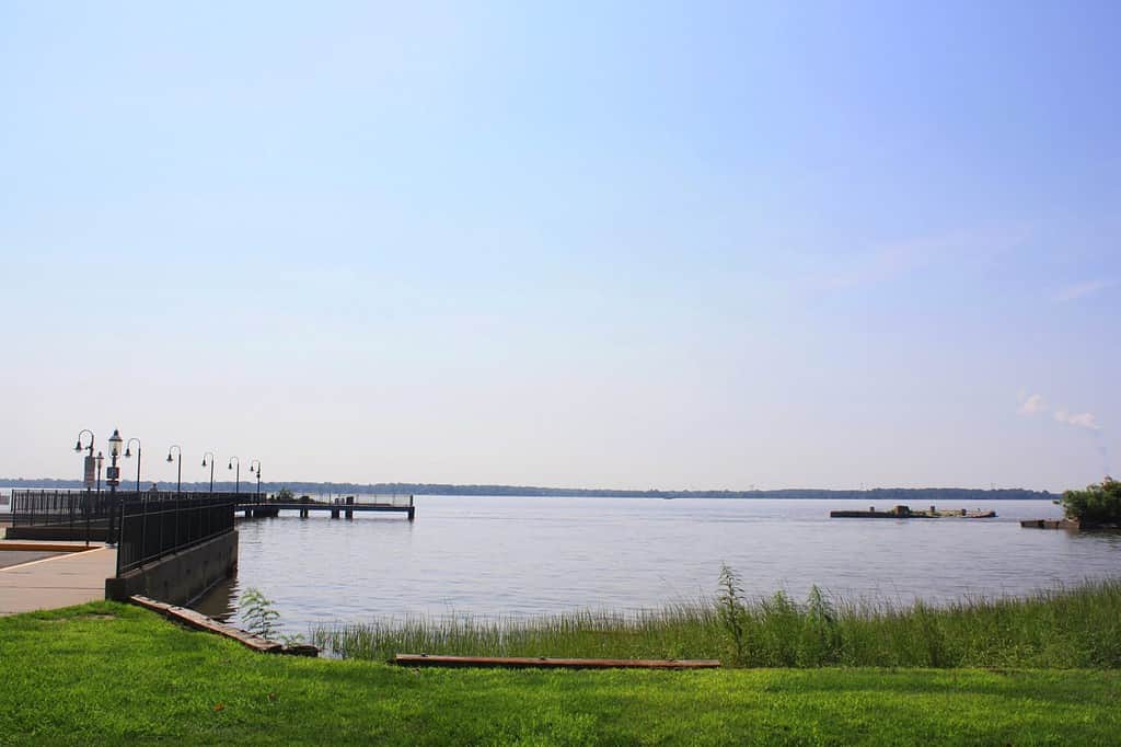 View of the Delaware River during the summer in New Castle, Delaware