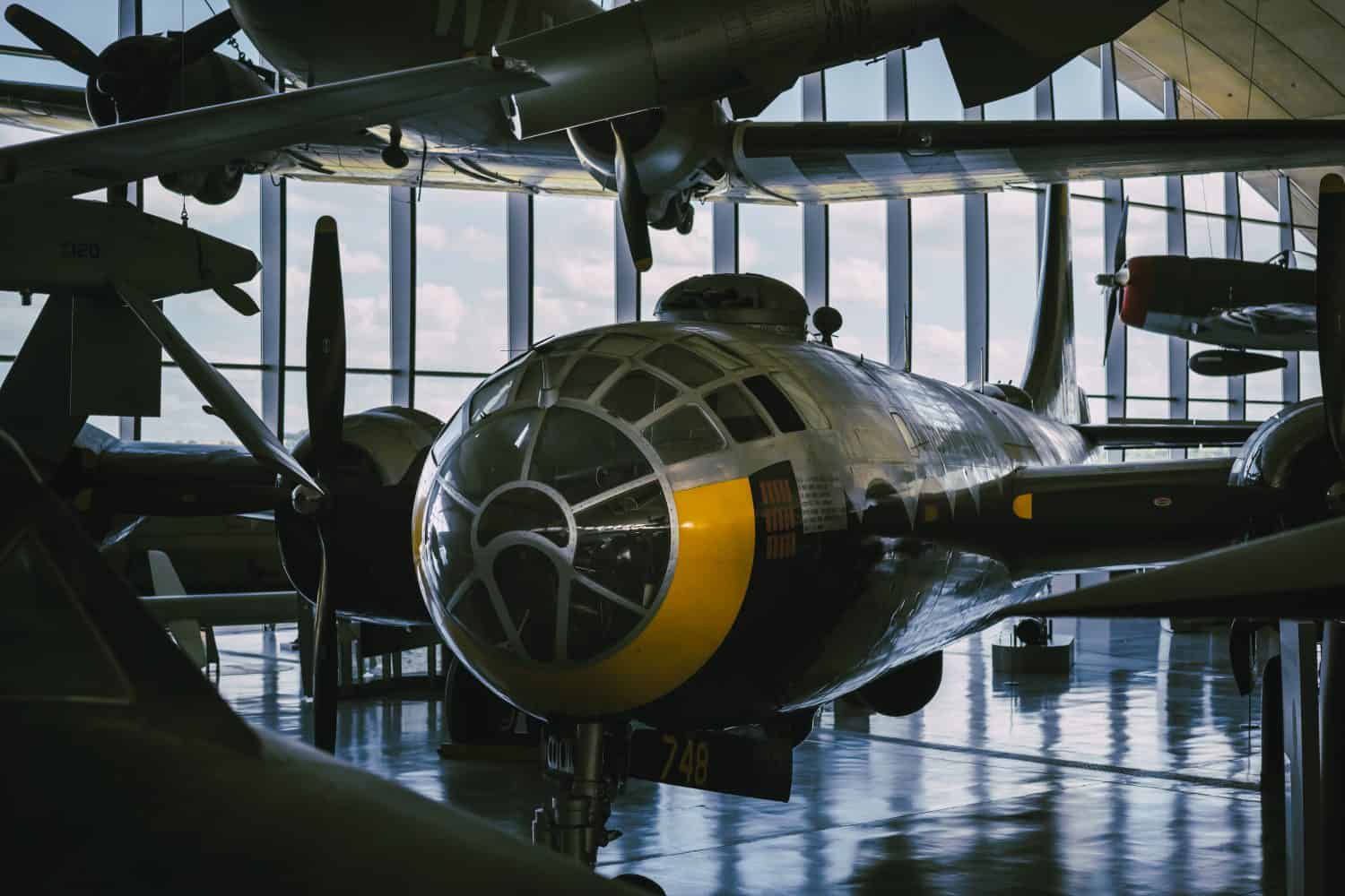 B-29 Super-fortress bomber on the museum display.