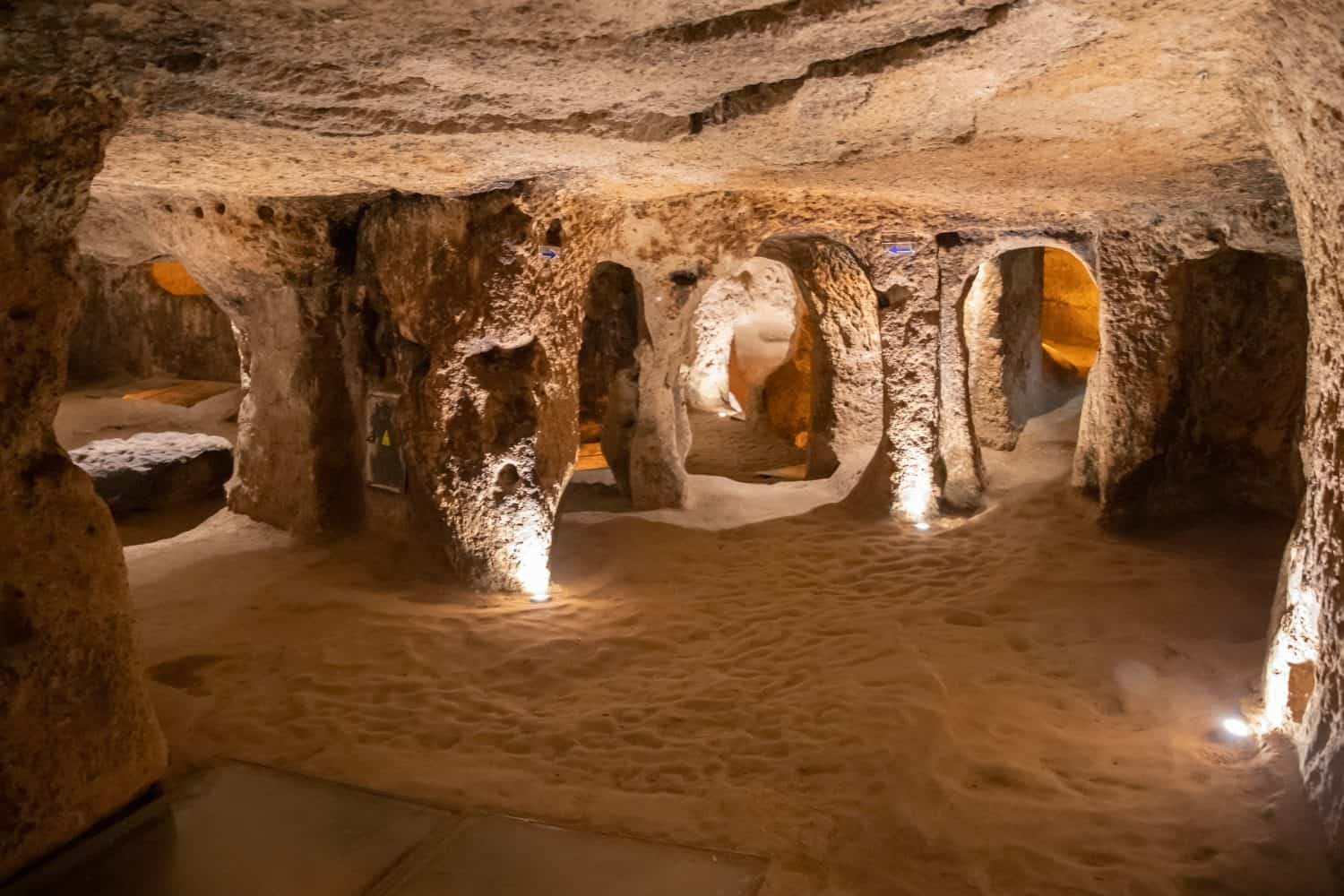 Multi-level underground city in Cappadocia, Turkey. 