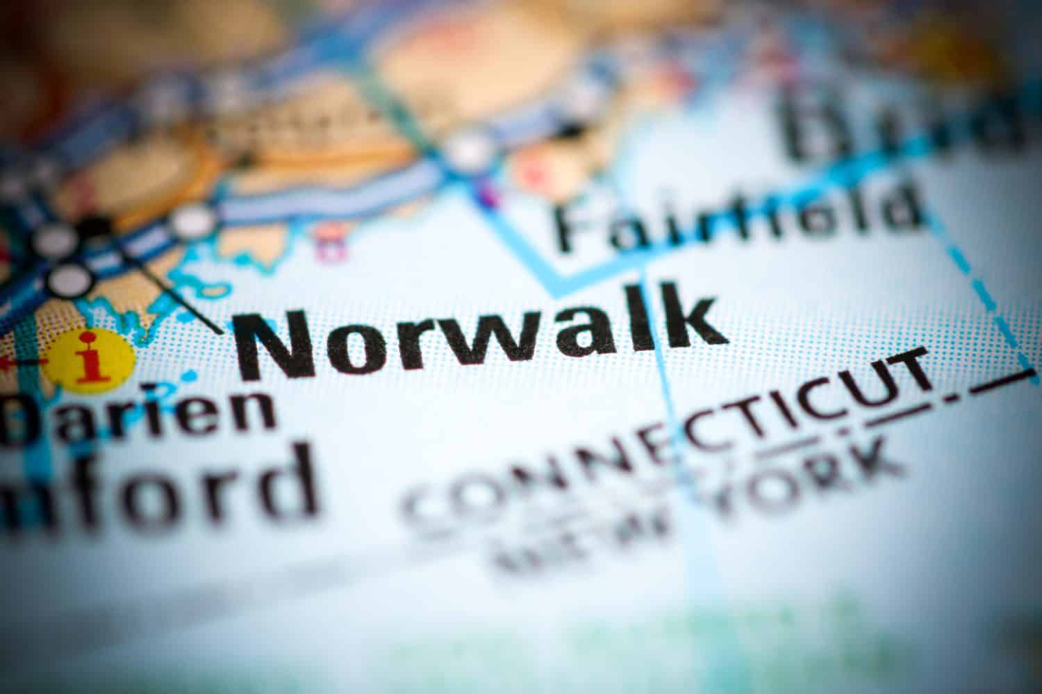 Norwalk. Connecticut. USA on a geography map