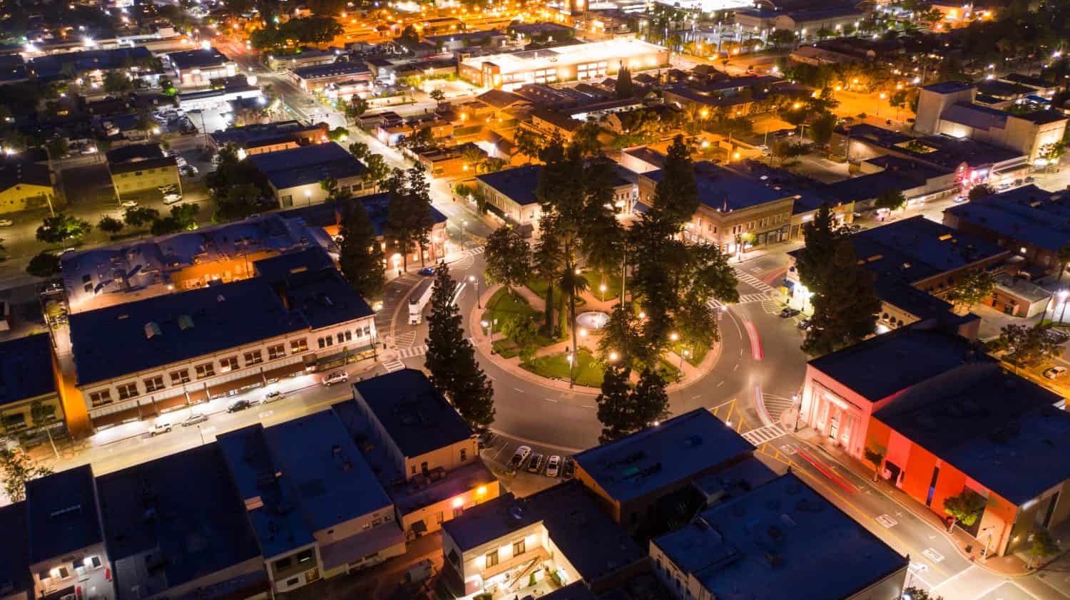 Twilight descends on the historic Old Towne section of the city of Orange.