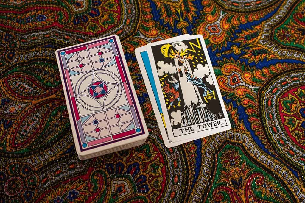 Tarot cards. Magic. Divination. The tower