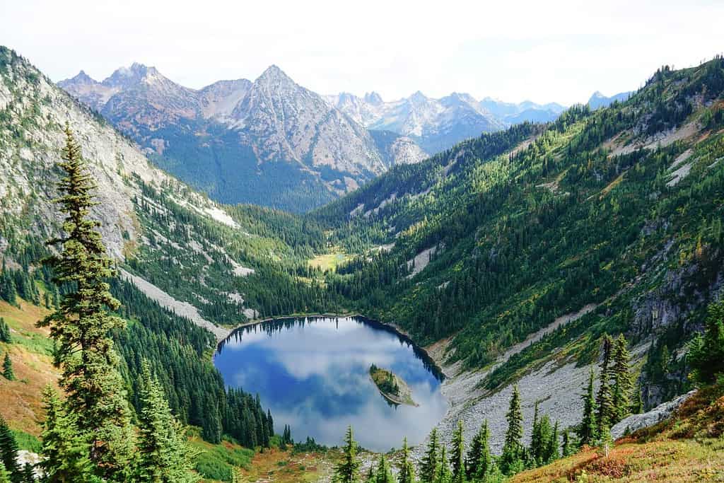 Maple Pass Loop looking down on Lake Ann in the North Cascades of Washington State