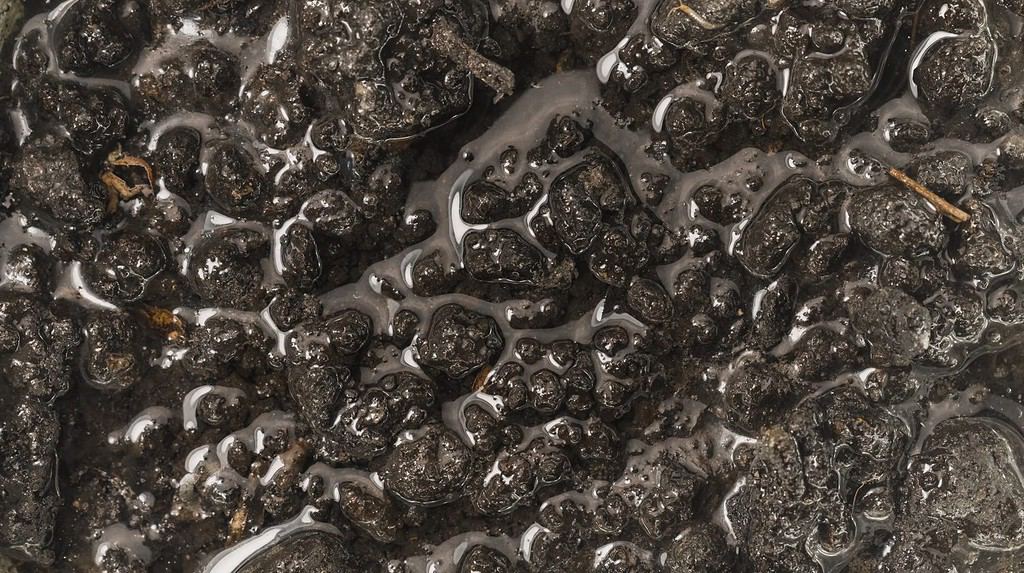 Wet soil undulating close up footage as texture