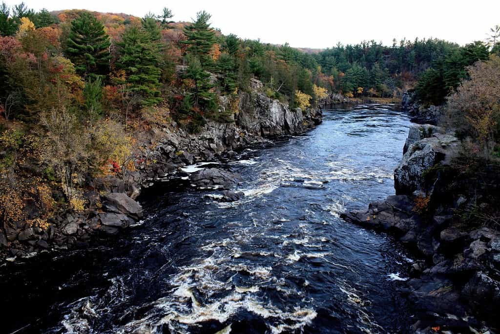 St. Croix River in the fall season at Interstate State Park, Taylors Falls, Minnesota USA