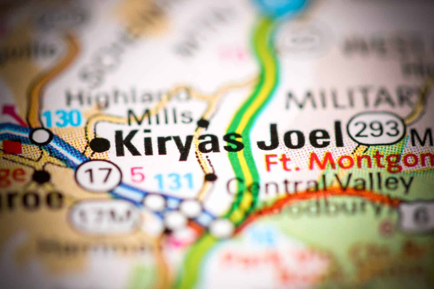 Kiryas Joel. New York. USA on a geography map