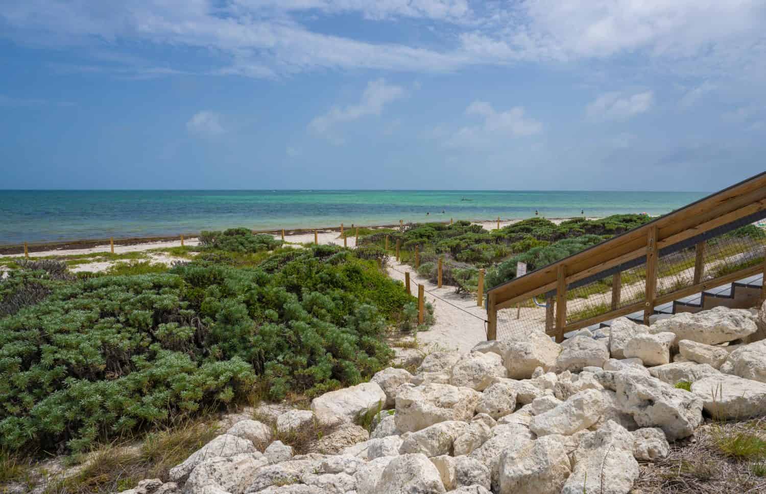 Beautiful Florida beach. Pathway leading to the beach. Bahia Honda State Park, Florida Keys, Bahia Honda Key, FLorida USA.