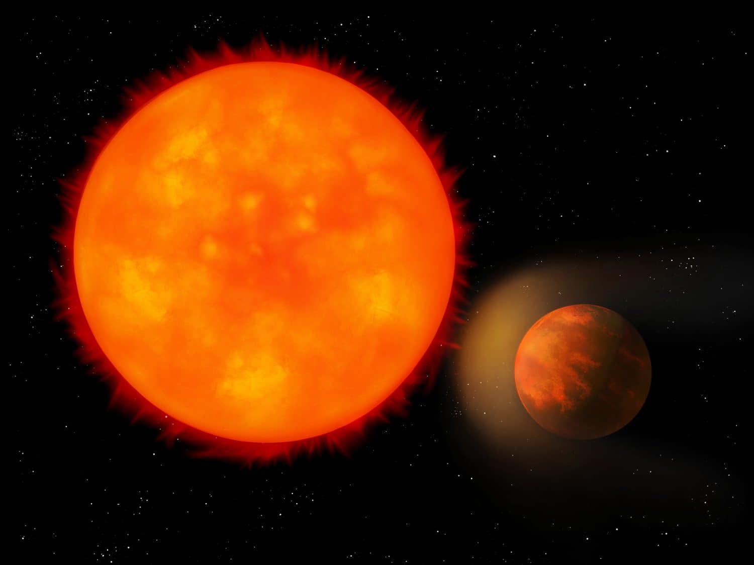 Giant planet is too close to the star. Hot Jupiter, an exoplanet approached the sun.