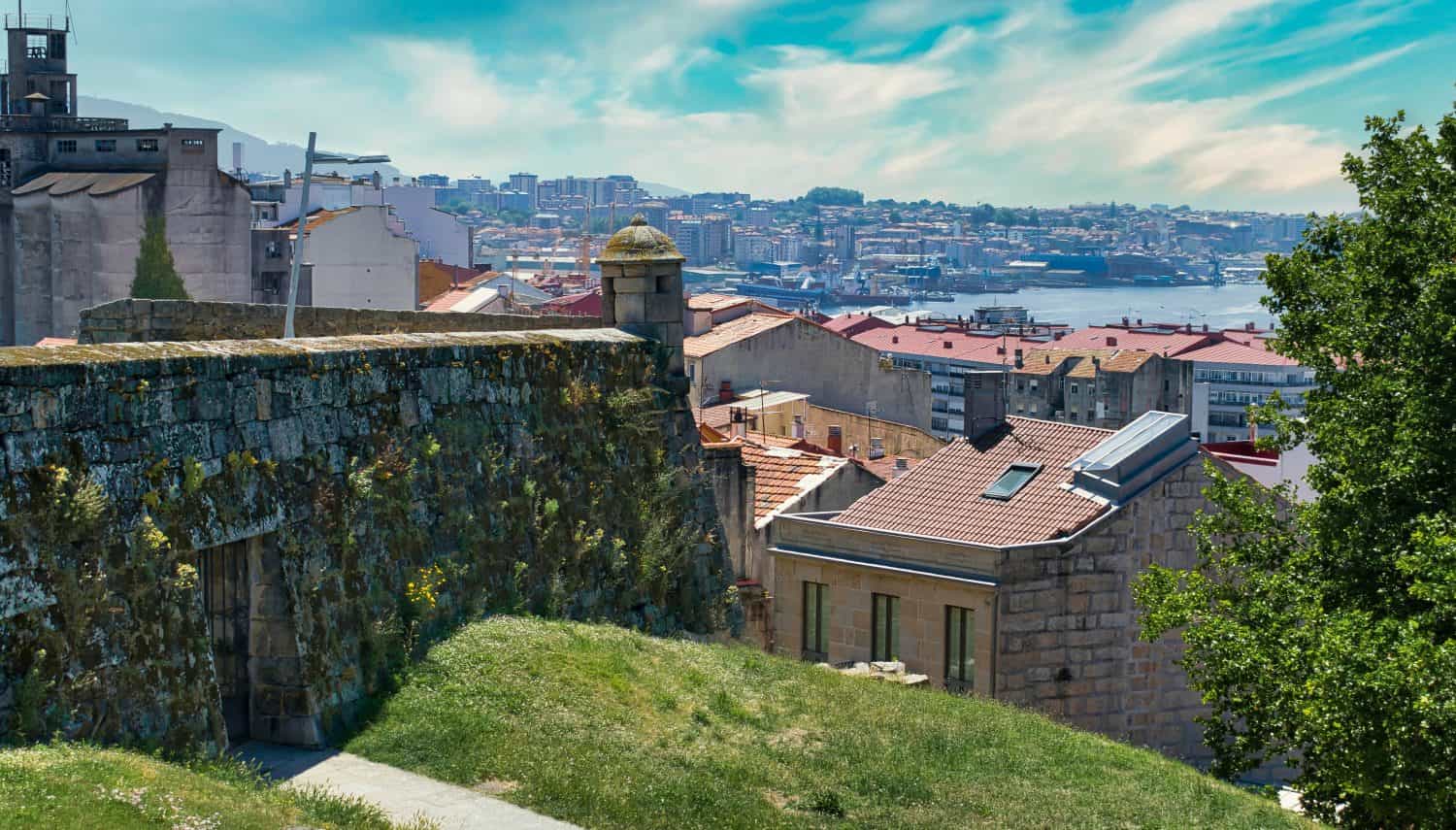 A guard post in the old fortress of San Sebastian above the city of Vigo, Spain