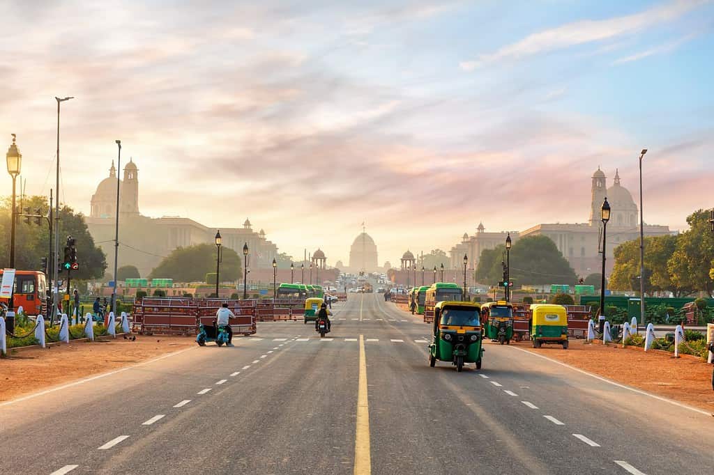 The road to the Presidential Residance or Rashtrapati Bhavan, New Delhi, India, largest city in India