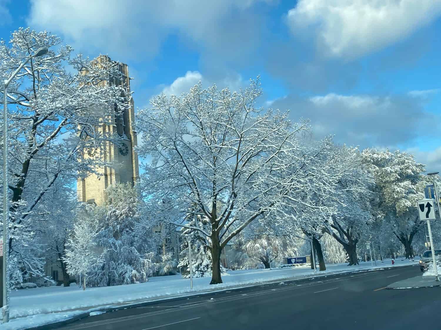 A beautiful winter morning view in the university of toledo 