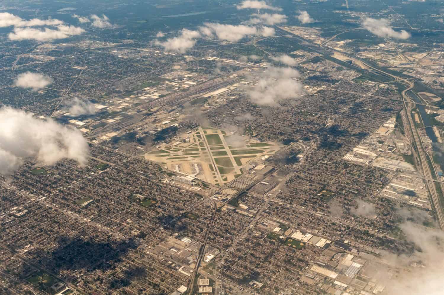 Aerial view of Midway Airport and the south side of Chicago	