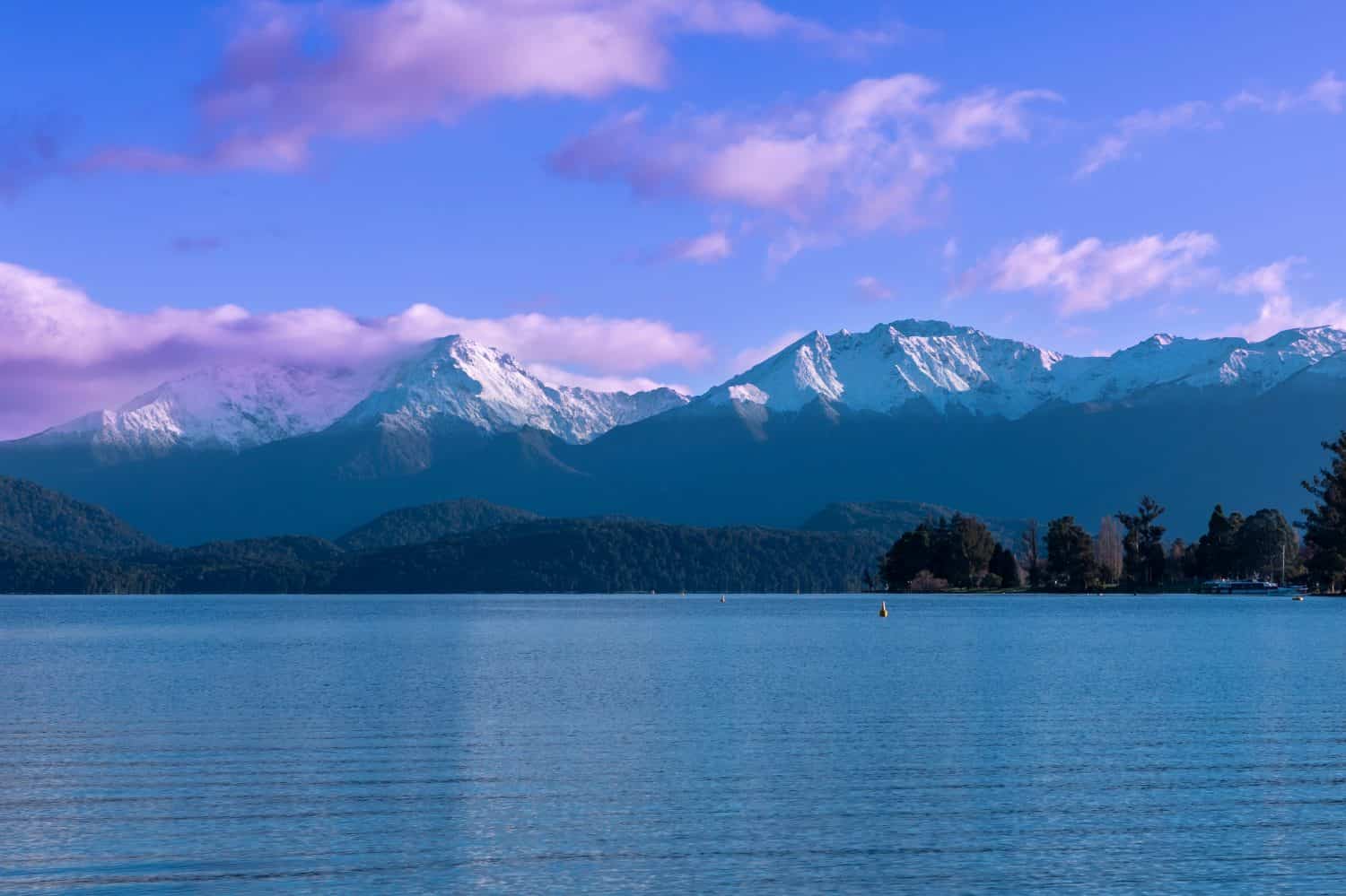 Photograph of Te Anau Lake in the township of Te Anau in Fiordland on the South Island of New Zealand