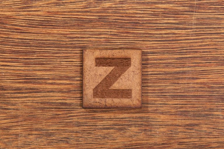 Capital Letter In Square Wooden Tiles - Letter Z, On Wooden Background.