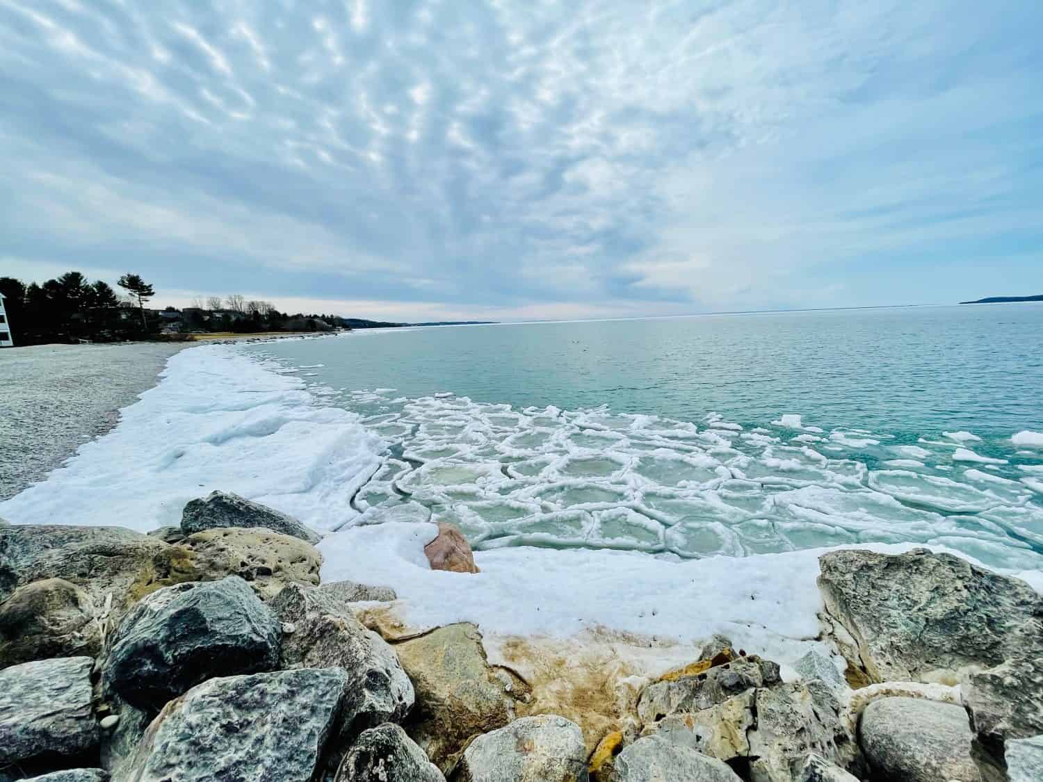 Winter in Petoskey, Michigan shoreline