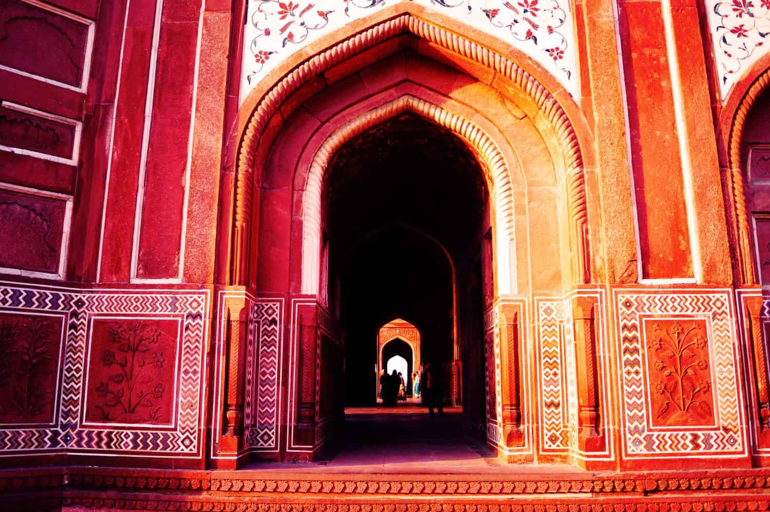 Taj Mahal, Agra, India. Pattern, background. Arc - arabic style. Beautiful wall.
