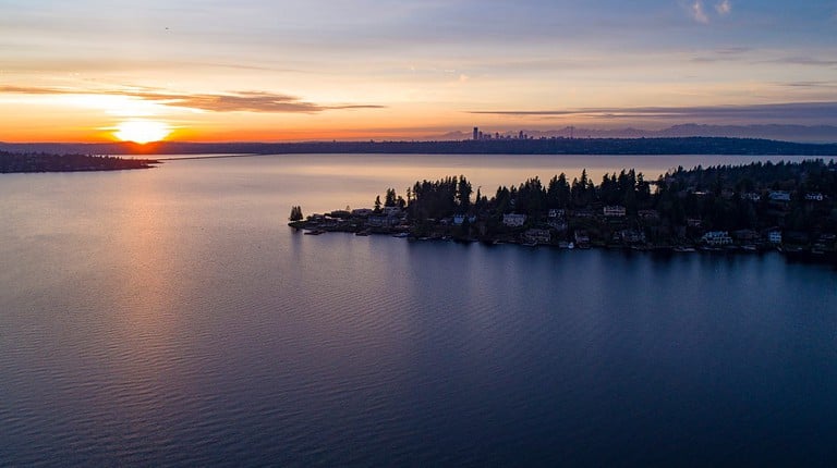 Lake Washington Sunset King County From Bellevue to Seattle