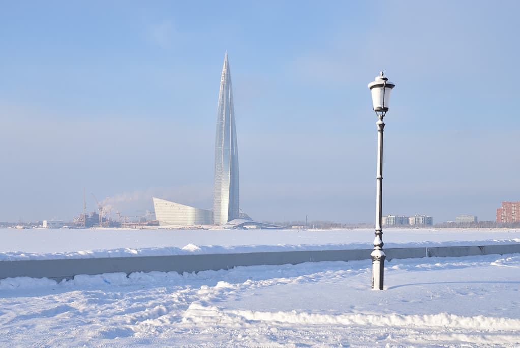Skyscraper in St.Petersburg at winter day.
