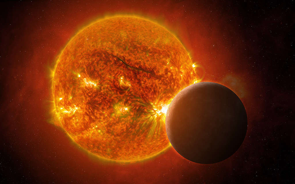 Planet Mercury and Sun.
