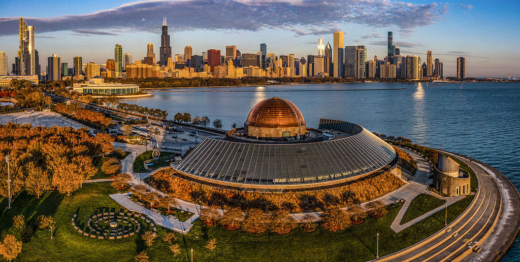 Chicago,IL Aerial at he Adler Planetarium