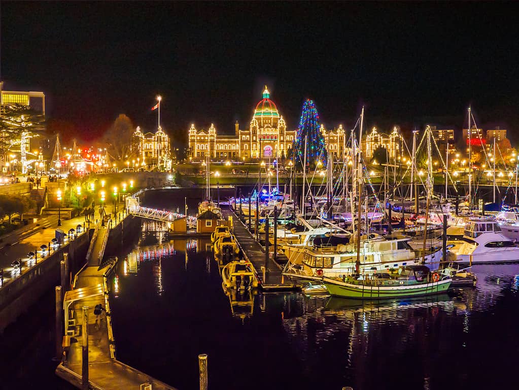 Inner Harbor of Victoria BC at  Christmas and New Year time