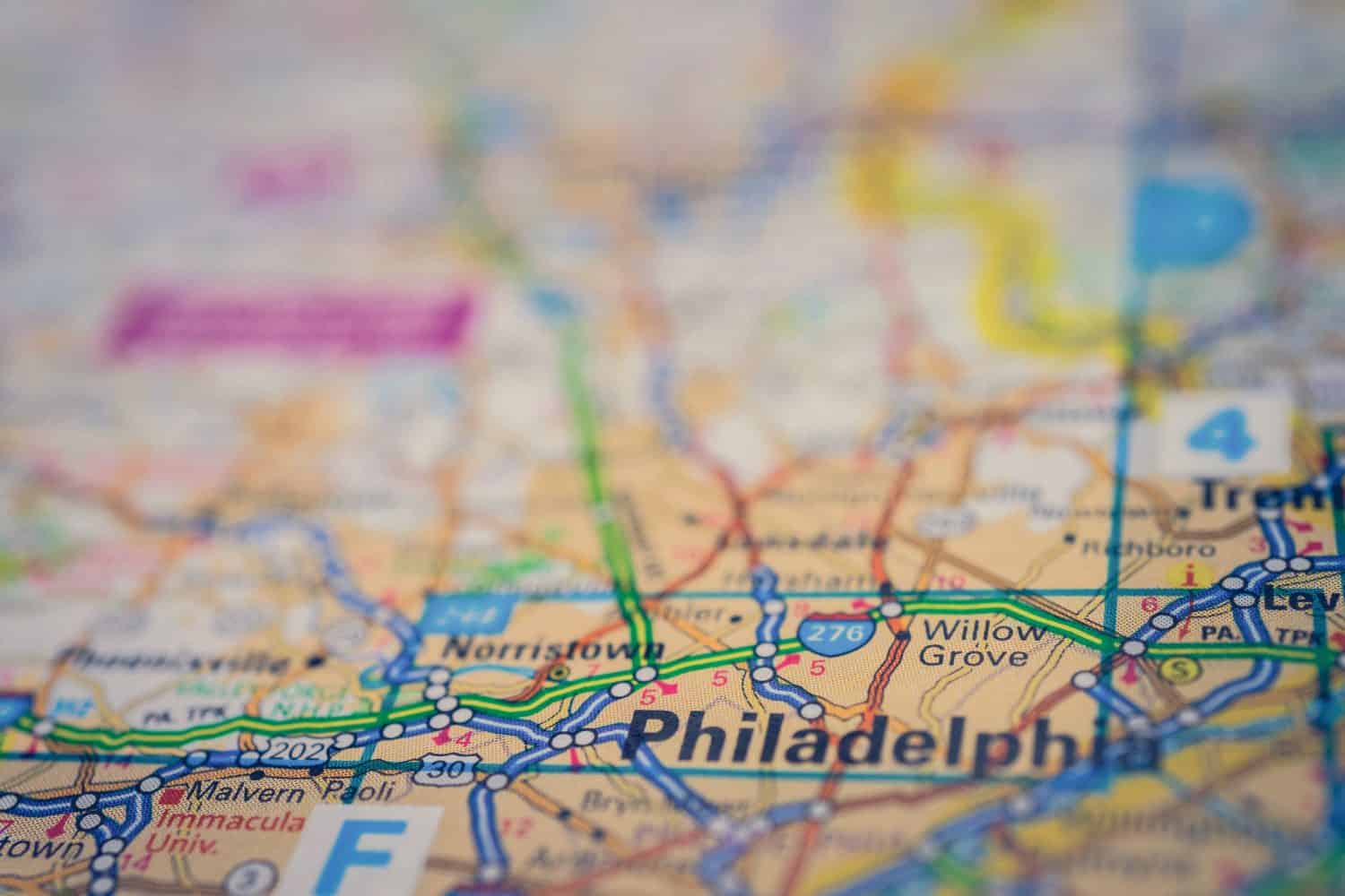 Philadelphia on USA map