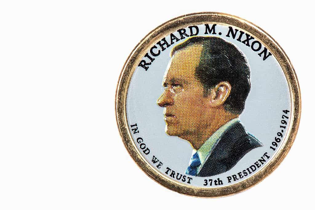 Richard M.nixon Presidential Dollar, USA coin a portrait image of RICHARD M. NIXON IN GOD WE TRUST 37th PRESIDENT 1969-1974, $1 United Staten of Amekica, Close Up UNC Uncirculated - Collection