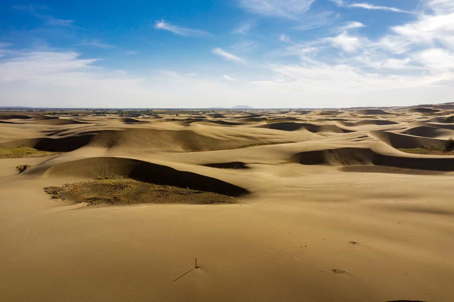 An aerial view of the St. Anthony Sand Dunes near St. Anthony, Idaho.