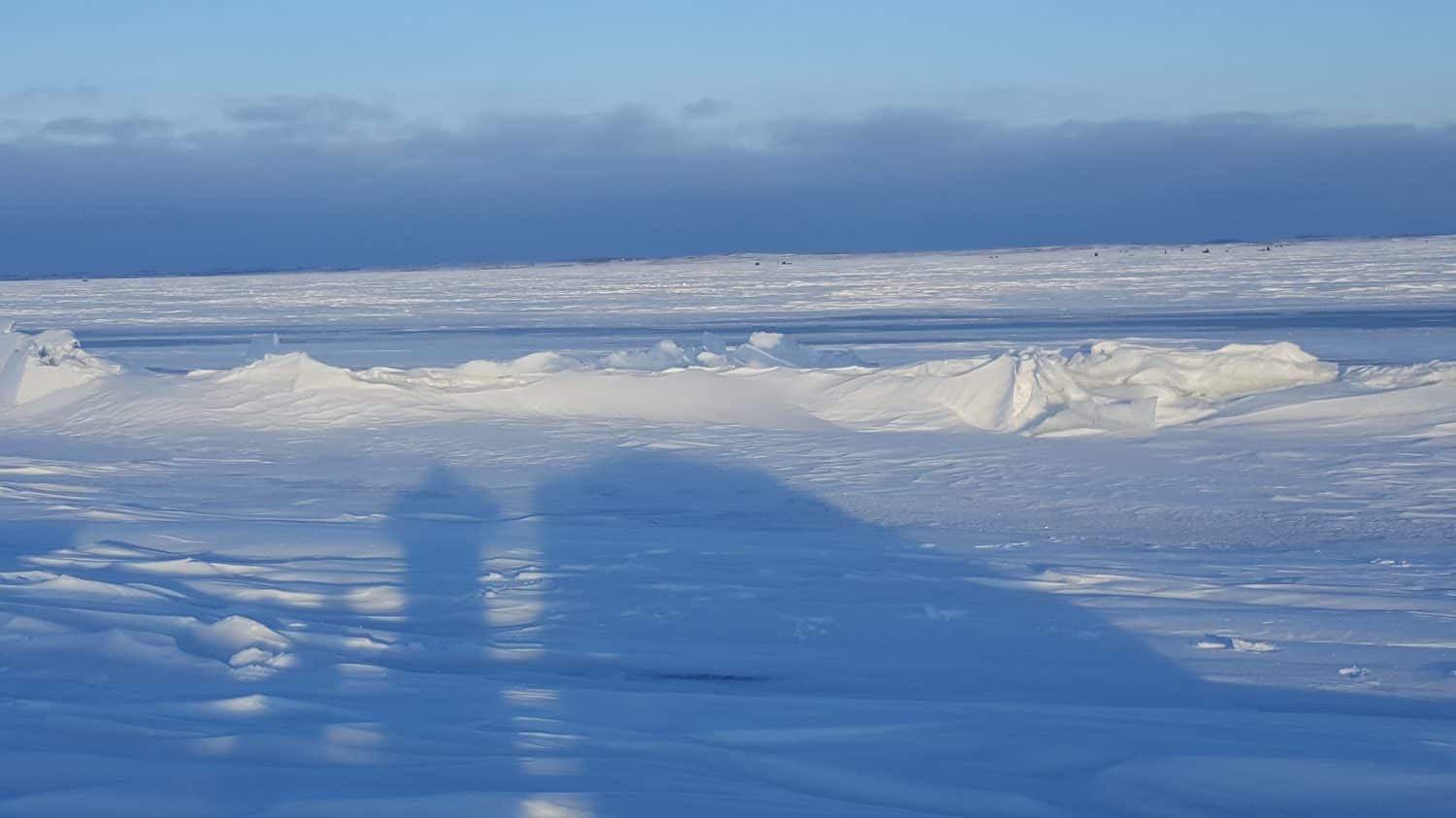 Ice heave on bitter lake waubay south Dakota 