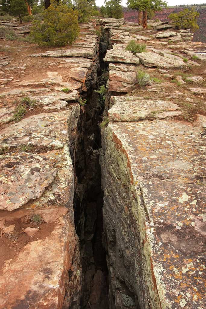 Close up of a fault line or fracture in the earth - Flaming Gorge area - Utah