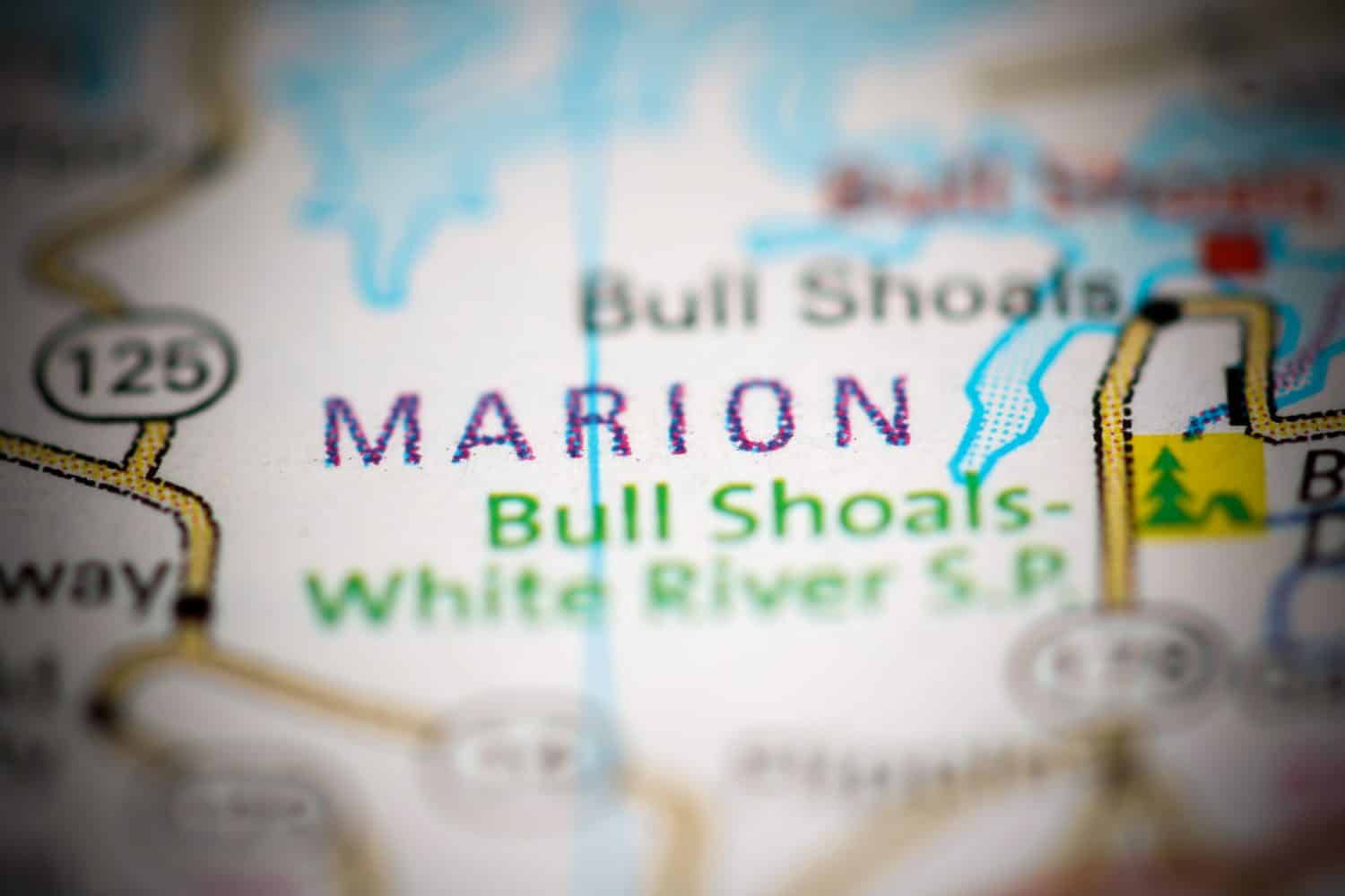 Marion. Arkansas. USA on a geography map