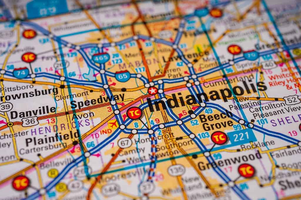 Indianapolis on USA map travel background