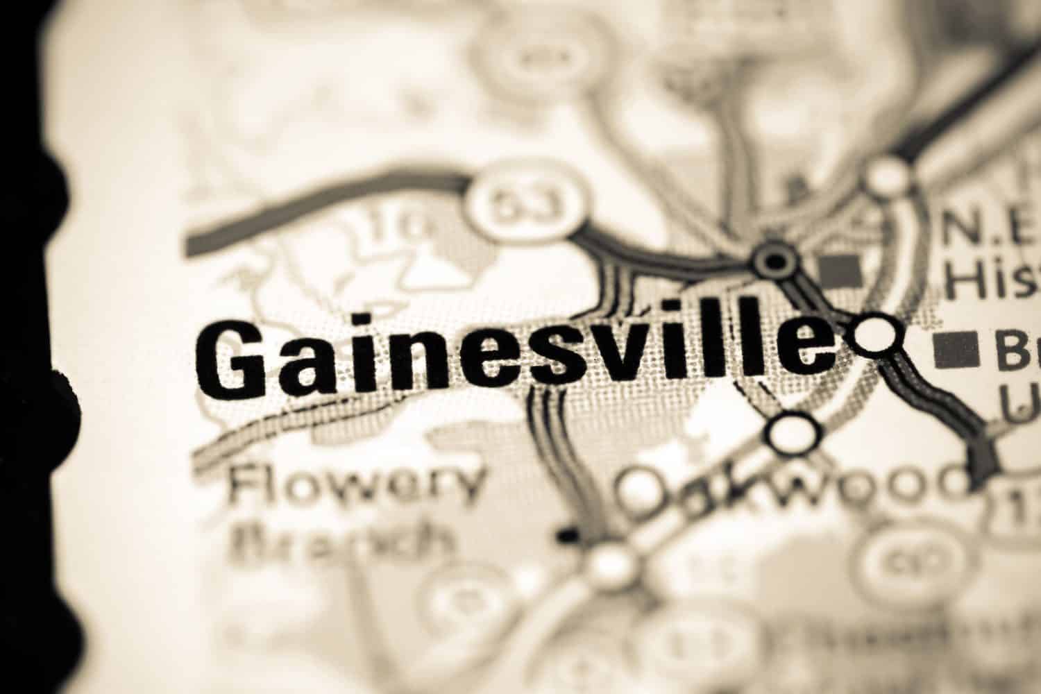 Gainesville. Georgia. USA on a map