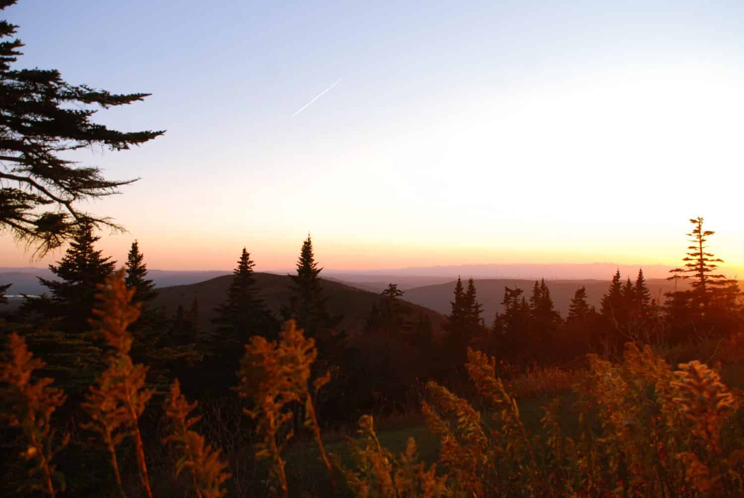 Autumn sunset from the peak of Mt. Greylock, the highest mountain in Massachusetts, USA