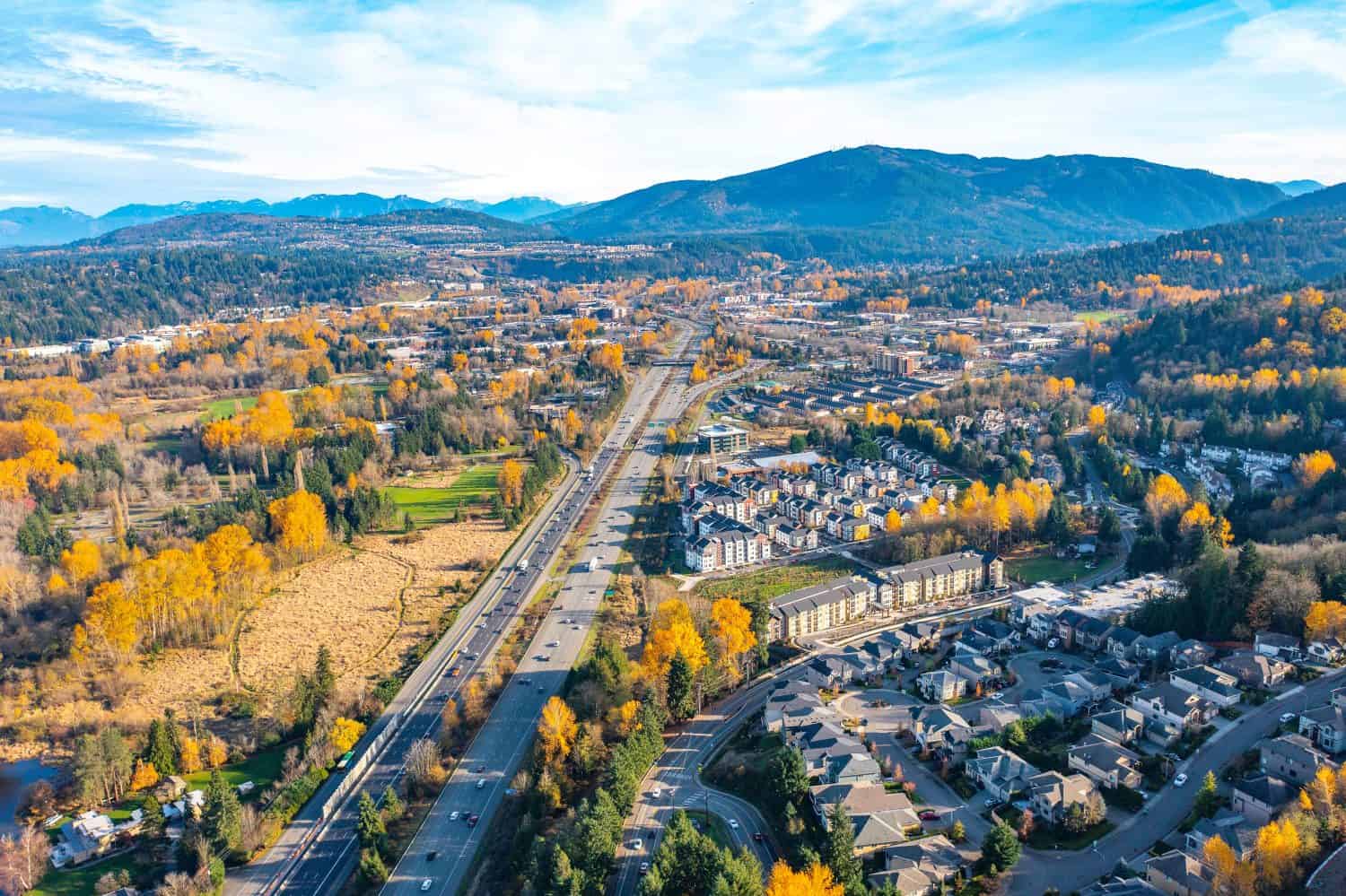 Downtown Issaquah Aerial in the Fall