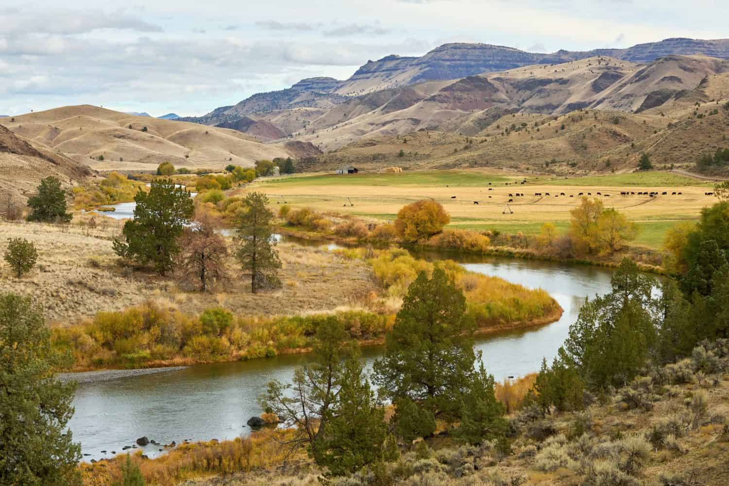 John Day River among the mountain ladscape of Eastern Oregon.