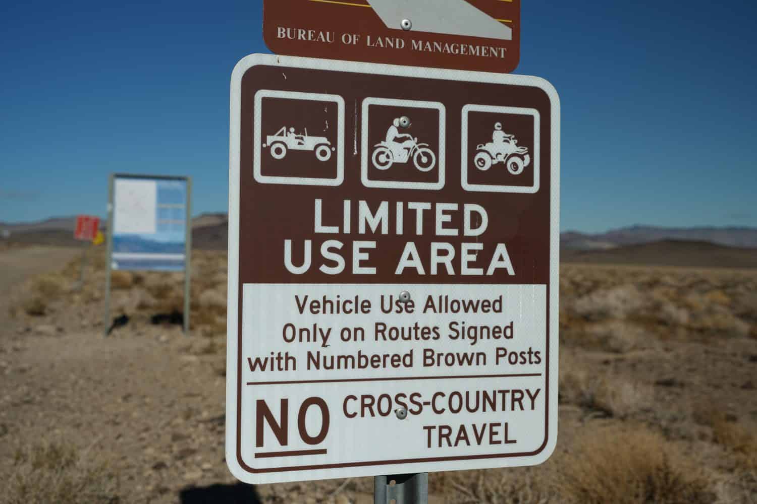 Limited Use Area Road Sign - No Off Road Travel