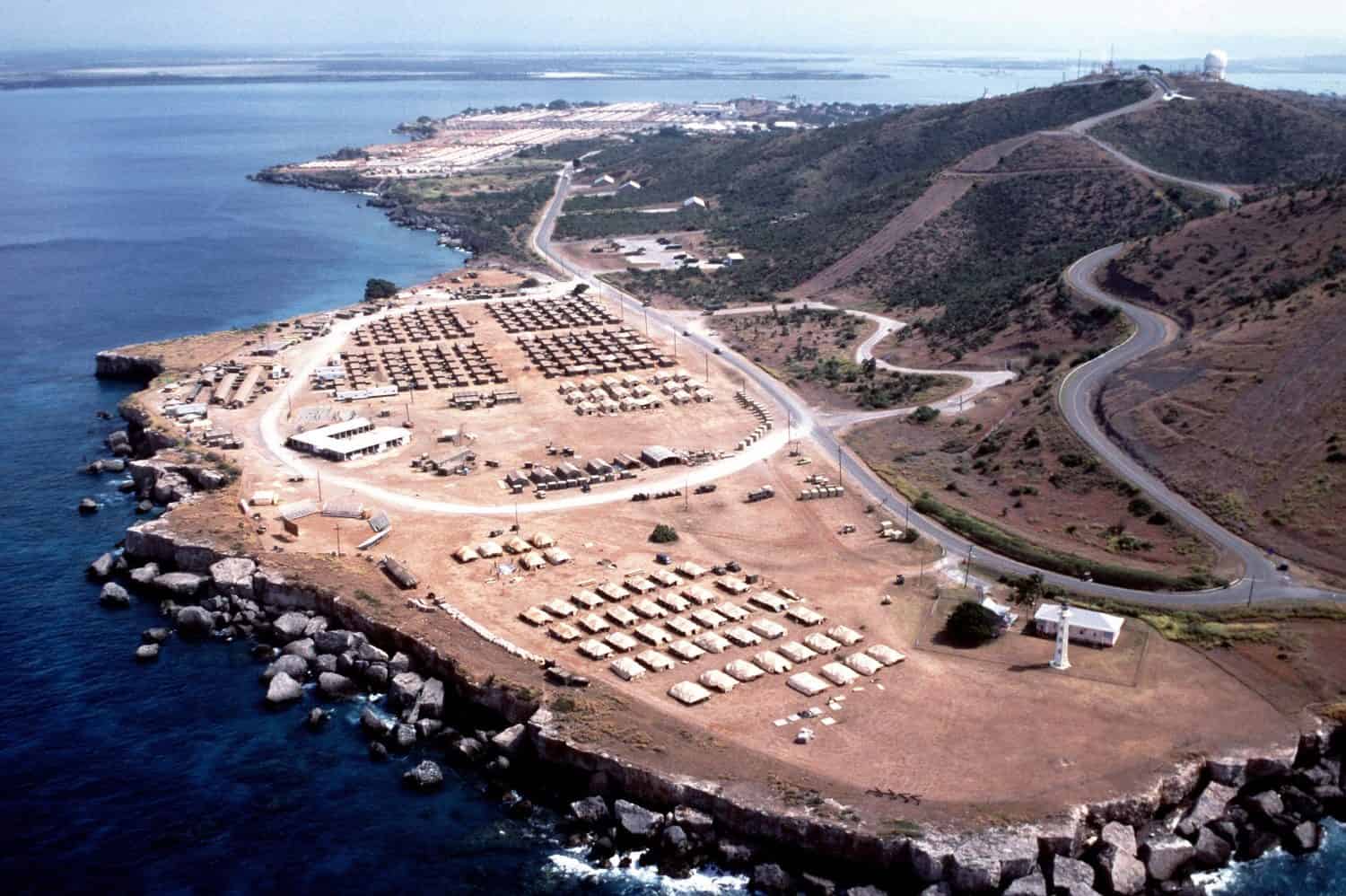 Aerial view of the U.S. Naval Station Guantanamo Bay Cuba. Jul. 1 1994.
